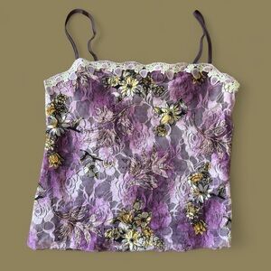 Aris.A purple floral lace camisole